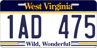 WV license plate 1AD475