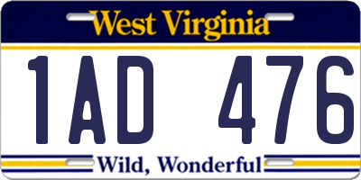 WV license plate 1AD476