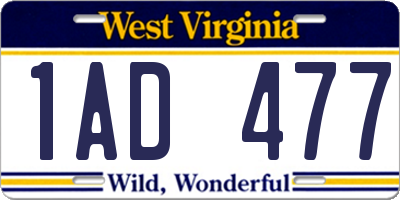 WV license plate 1AD477