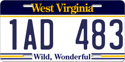 WV license plate 1AD483