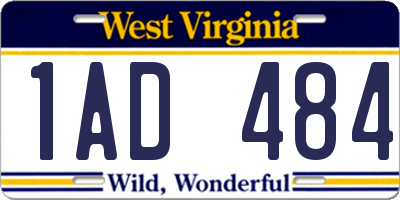 WV license plate 1AD484