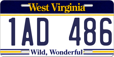 WV license plate 1AD486