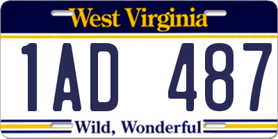 WV license plate 1AD487