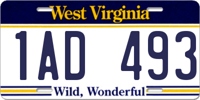 WV license plate 1AD493