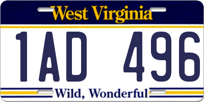 WV license plate 1AD496