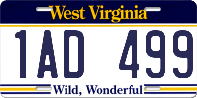 WV license plate 1AD499