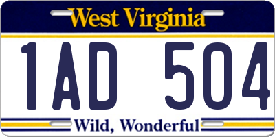 WV license plate 1AD504