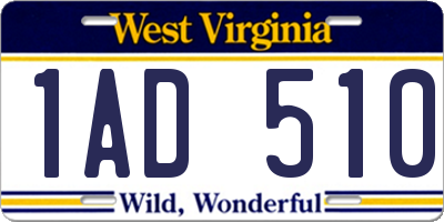 WV license plate 1AD510