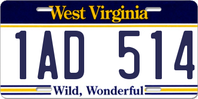 WV license plate 1AD514