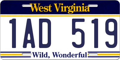 WV license plate 1AD519