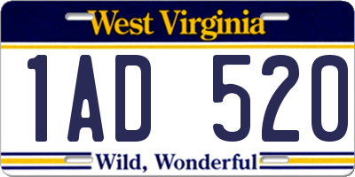 WV license plate 1AD520