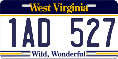 WV license plate 1AD527