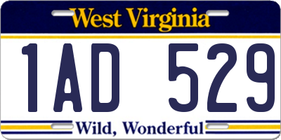 WV license plate 1AD529