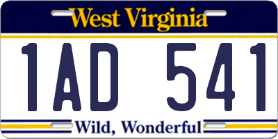 WV license plate 1AD541