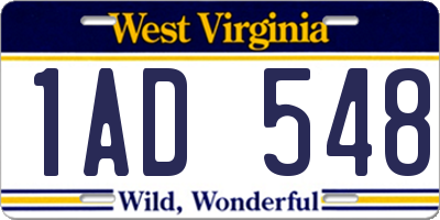 WV license plate 1AD548