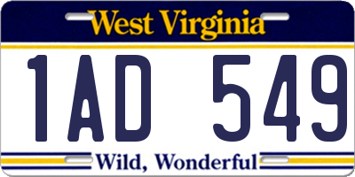 WV license plate 1AD549