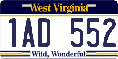 WV license plate 1AD552