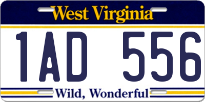 WV license plate 1AD556