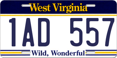 WV license plate 1AD557