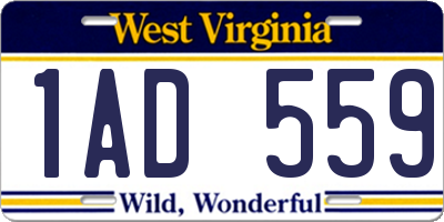 WV license plate 1AD559