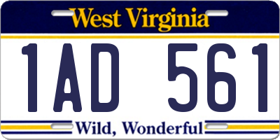 WV license plate 1AD561