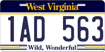 WV license plate 1AD563
