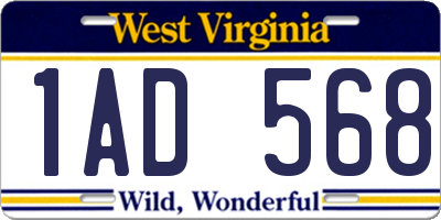 WV license plate 1AD568