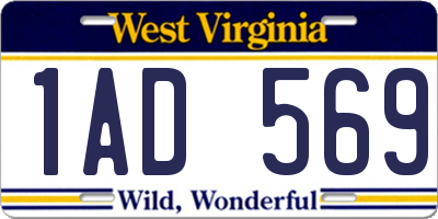 WV license plate 1AD569