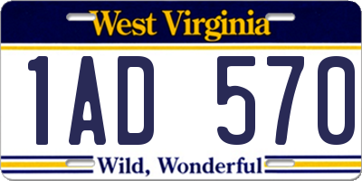 WV license plate 1AD570