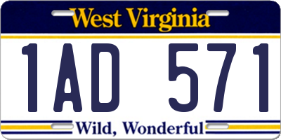 WV license plate 1AD571