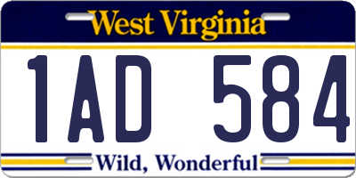 WV license plate 1AD584