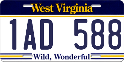 WV license plate 1AD588