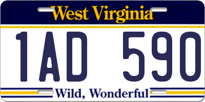 WV license plate 1AD590