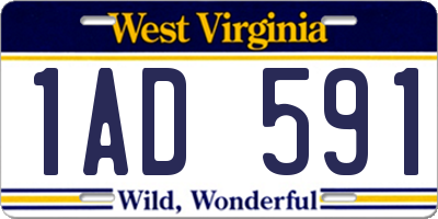 WV license plate 1AD591