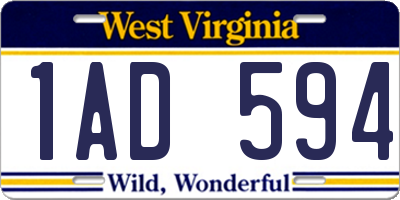 WV license plate 1AD594