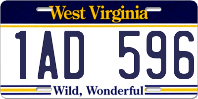 WV license plate 1AD596