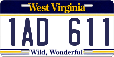 WV license plate 1AD611