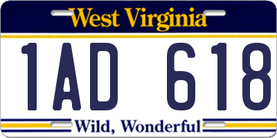 WV license plate 1AD618