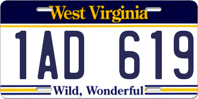 WV license plate 1AD619