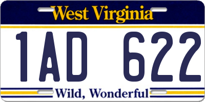 WV license plate 1AD622