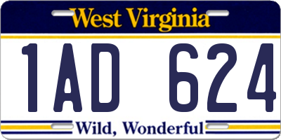 WV license plate 1AD624