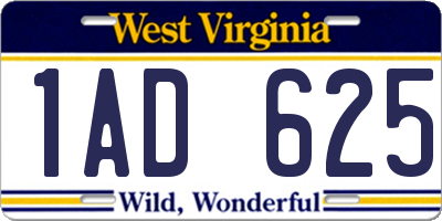 WV license plate 1AD625