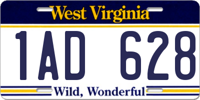 WV license plate 1AD628