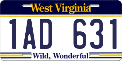 WV license plate 1AD631