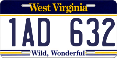 WV license plate 1AD632
