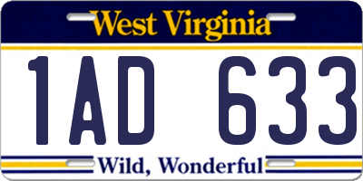 WV license plate 1AD633