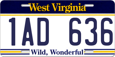 WV license plate 1AD636