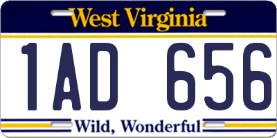 WV license plate 1AD656
