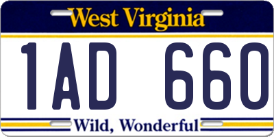 WV license plate 1AD660