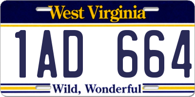 WV license plate 1AD664